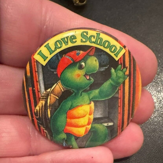 1985 Franklin I Love School Scholastic Pin Button