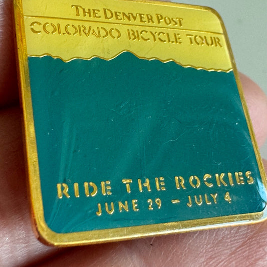 Vintage The Denver Post Colorado Bicycle Tour Ride the Rockies Lapel Pin 