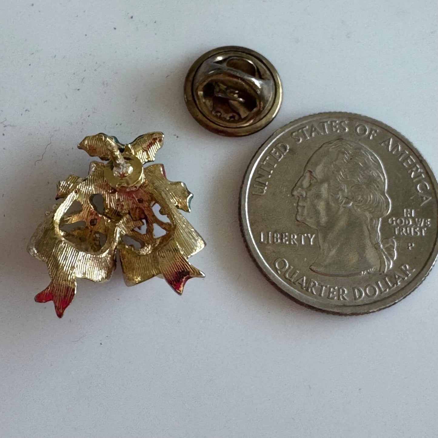 Vintage Christmas Bells Scatter Lapel Pin with Crystals Holly AB Rhinestone