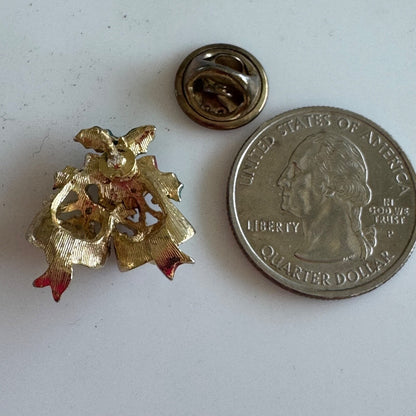 Vintage Christmas Bells Scatter Lapel Pin with Crystals Holly AB Rhinestone