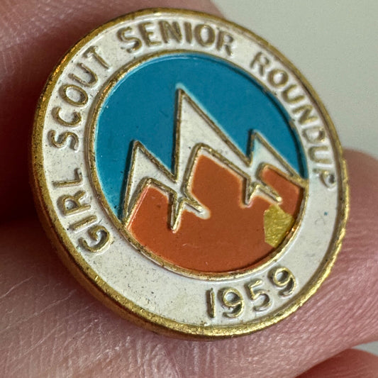Vintage Girl Scout Senior Roundup 1959 Lapel Pin Scouts