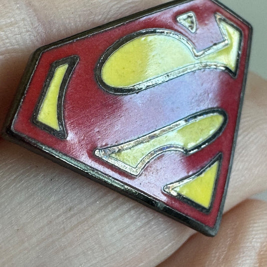 Vintage Superman Logo Shield Lapel Pin Enamel