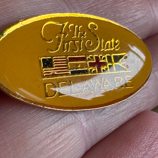 Vintage Delaware The First State Souvenir Lapel Pin
