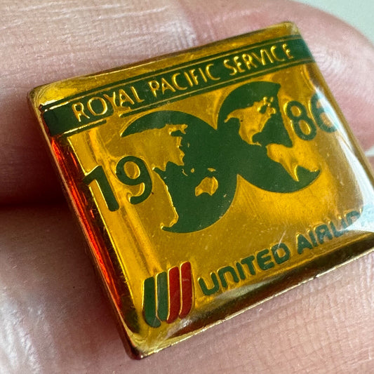 Vintage 1986 United Airlines Royal Pacific Service Lapel Pin 