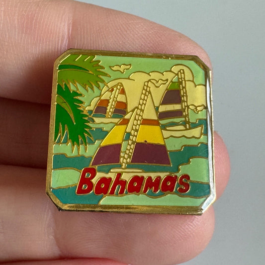 Bahamas Sailboats Enamel Pin – Colorful Tropical Ocean Scene
