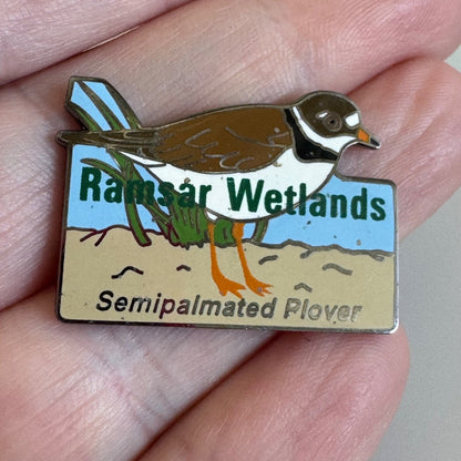 Vintage Ramsar Wetlands Semipalmated Plover Bird Pin RARE