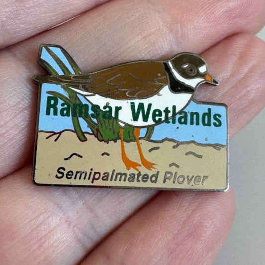 Vintage Ramsar Wetlands Semipalmated Plover Bird Pin RARE