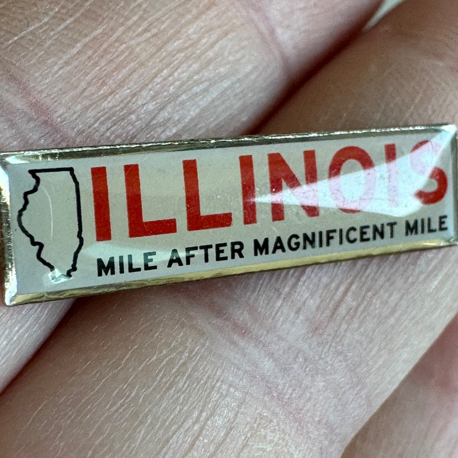 Vintage Illinois Mile After Magnificent Mile Lapel Pin Souvenir Tourist