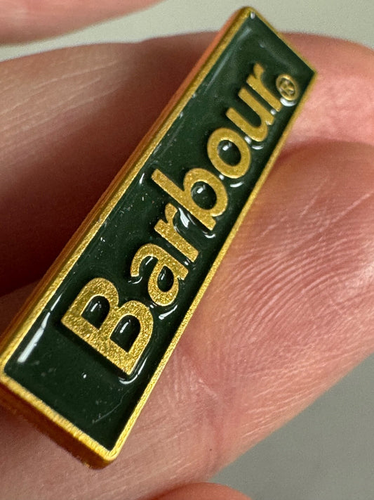 Gold Green Barbour Enamel Logo Lapel Pin Green Gold Tone Collectible