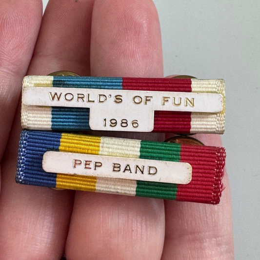 1986 Worlds of Fun and Pep Band Lapel Pin Ribbons World's Pep Band Marching
