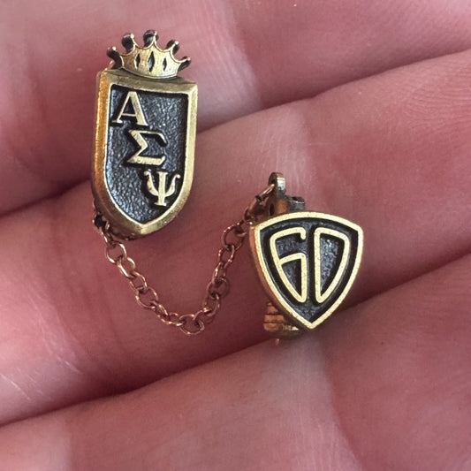 Vintage Alpha Sigma Psi Service Sorority 1960 Lapel Pin with Guard Marywood Univ