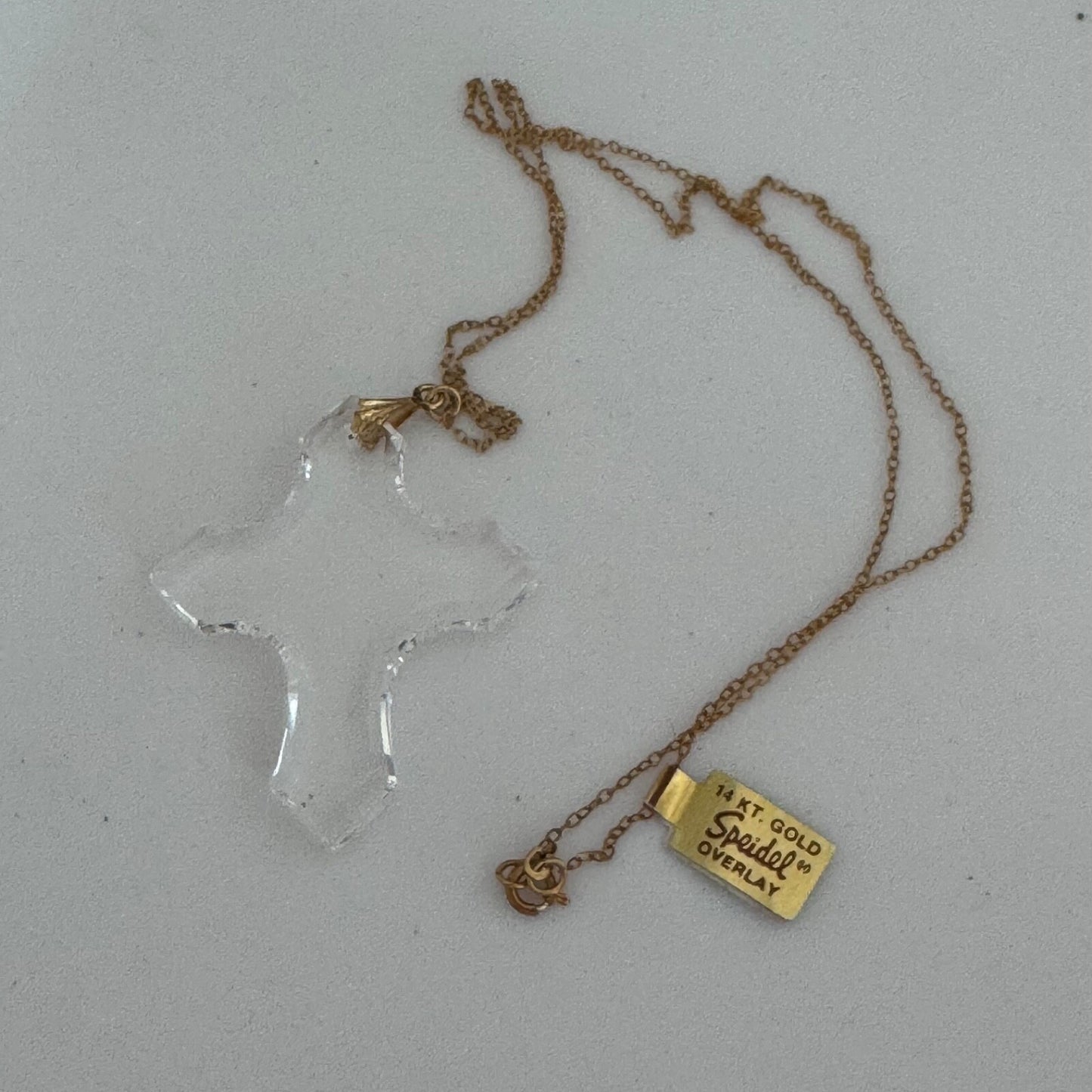 Vintage Speidel 14kt Gold Overlay Crystal Cross Necklace NWT