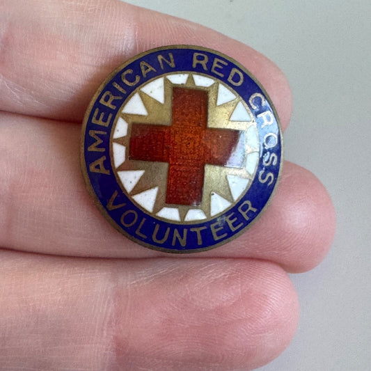 Vintage American Red Cross Volunteer Enamel Lapel Pin F Back