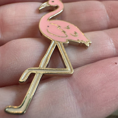 Fun Ann Taylor Loft Pink Flamingo Lapel Pin Brooch Signed