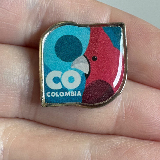 Colombia CO Pin – Red Bird & Dots Design Souvenir Lapel Badge