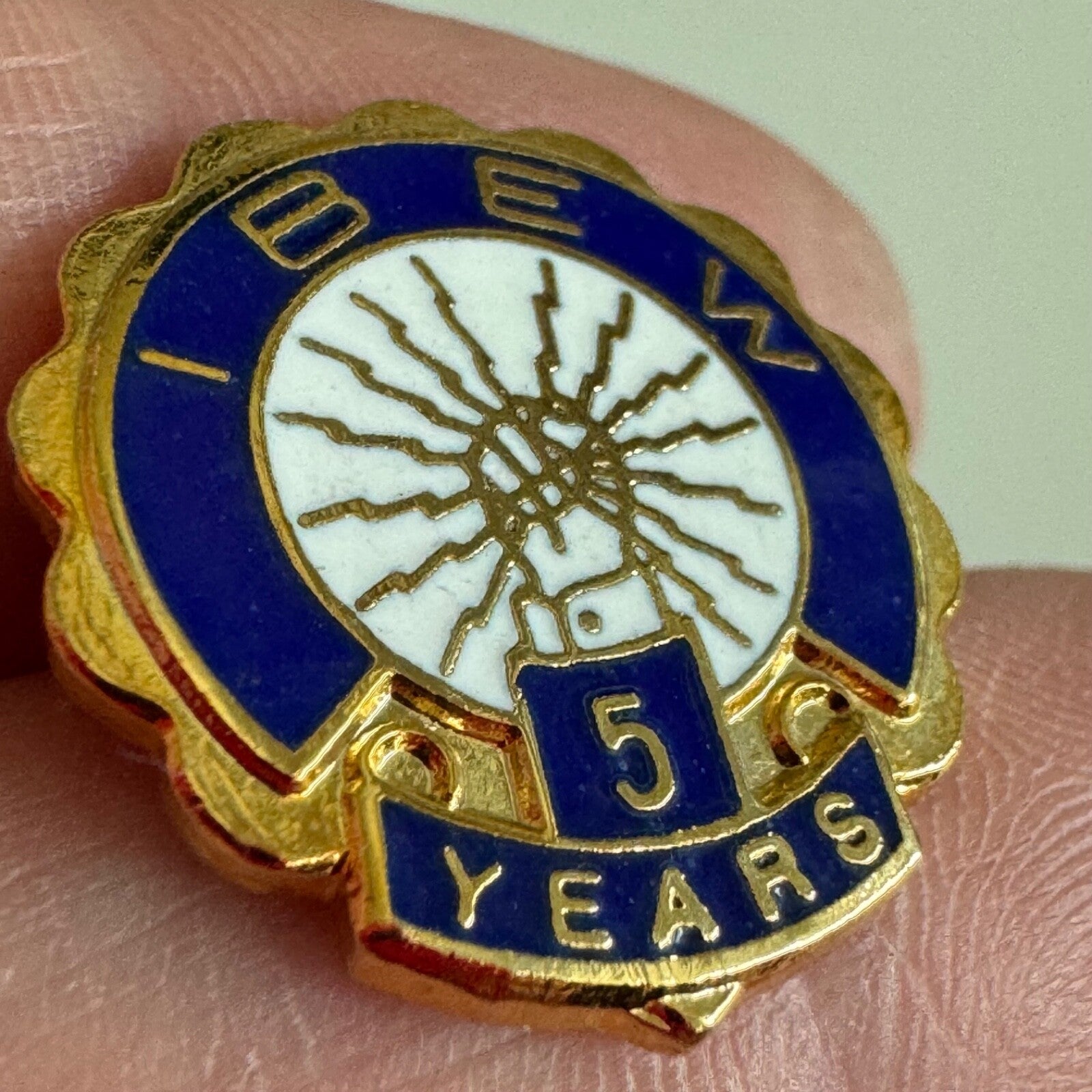Vintage IBEW 5 Years Lapel Pin Tie Tack Electrical Workers Union