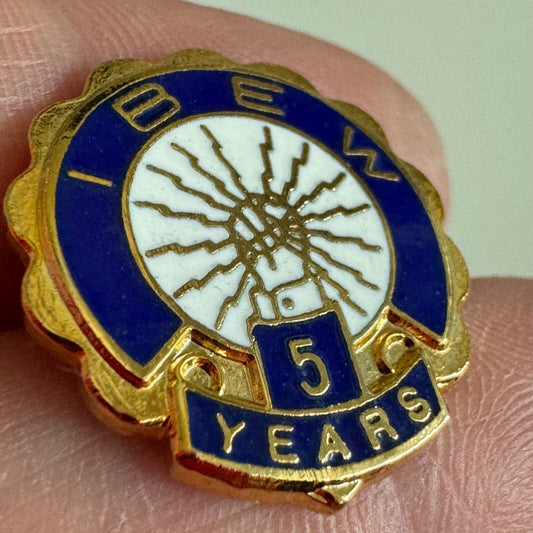 Vintage IBEW 5 Years Lapel Pin Tie Tack Electrical Workers Union