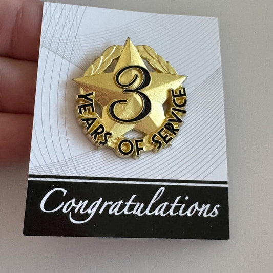 Years of Service Employee Award Pin Tie Tack New in Package 3, 5, 10, 20, 25