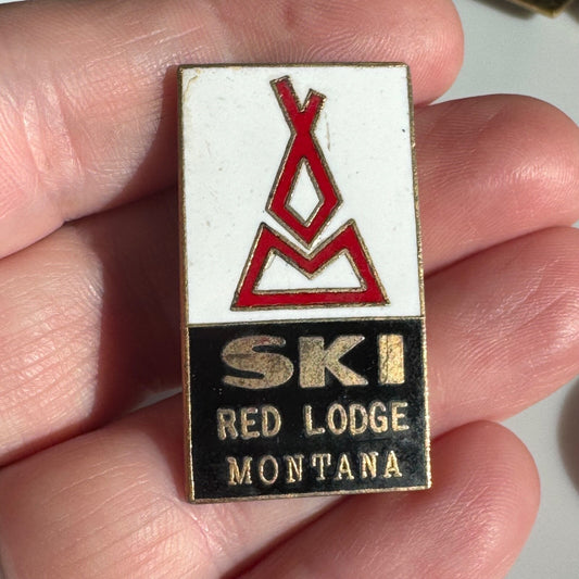 Vintage Ski Red Lodge Montana Enamel Lapel Pin