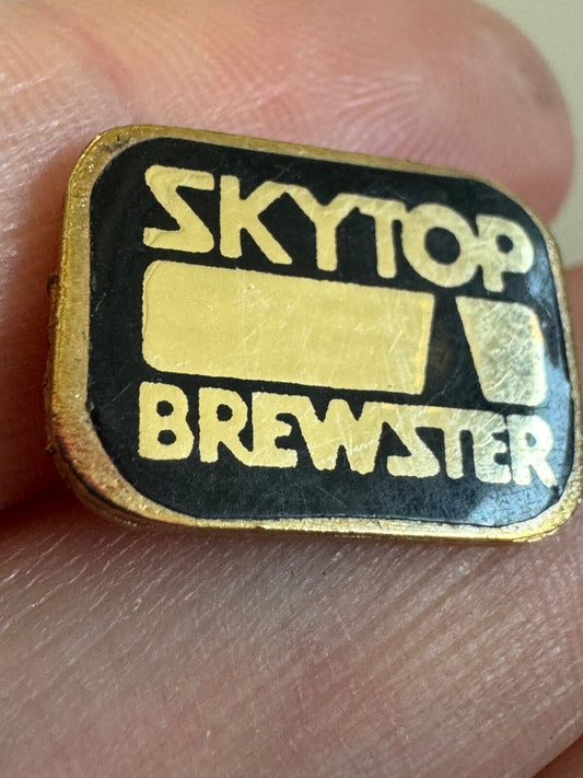 Vtg Skytop Brewster Oilfield Equipment Black and Gold Logo Enamel Lapel Pin RARE