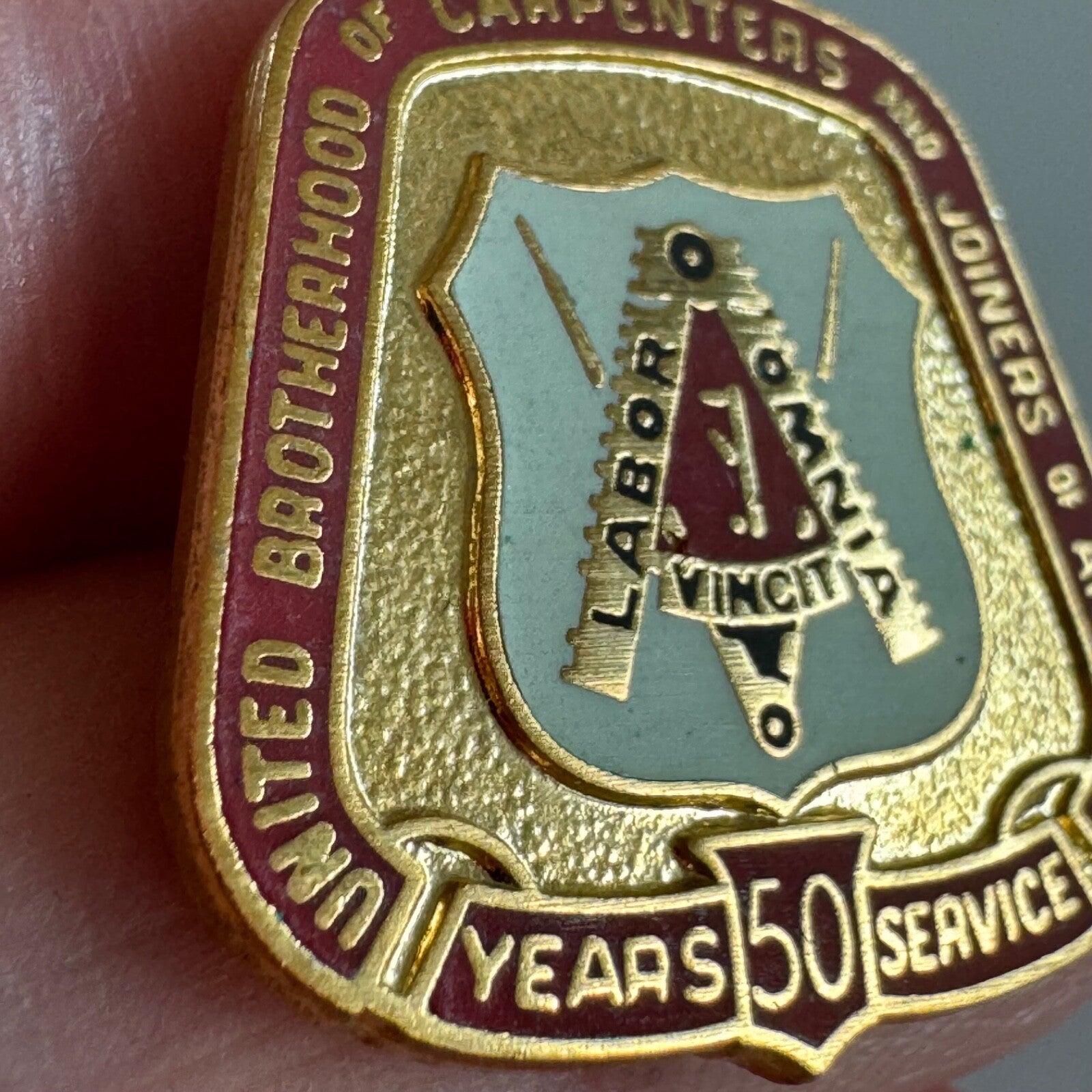 Vintage United Brotherhood of Carpenters 50 Years Pin Tie Tack Union UBC
