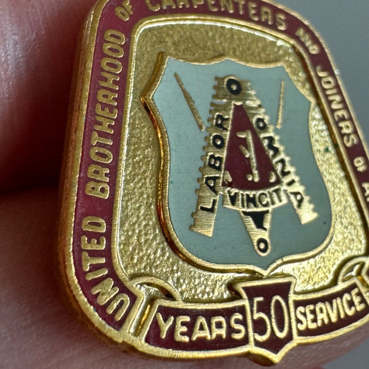 Vintage United Brotherhood of Carpenters 50 Years Pin Tie Tack Union UBC
