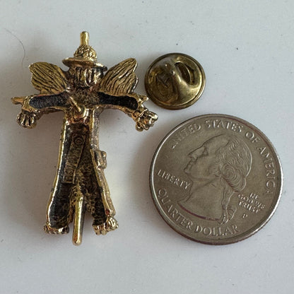 Vintage Gold Tone Scarecrow Pin Autumn Harvest Halloween Jewelry 