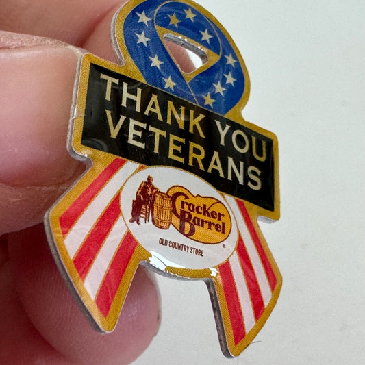 Cracker Barrel THANK YOU VETERANS Flag Ribbon Lapel Pin