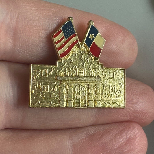 The Alamo Texas & USA Flags San Antonio Pin – Historic Landmark Souvenir