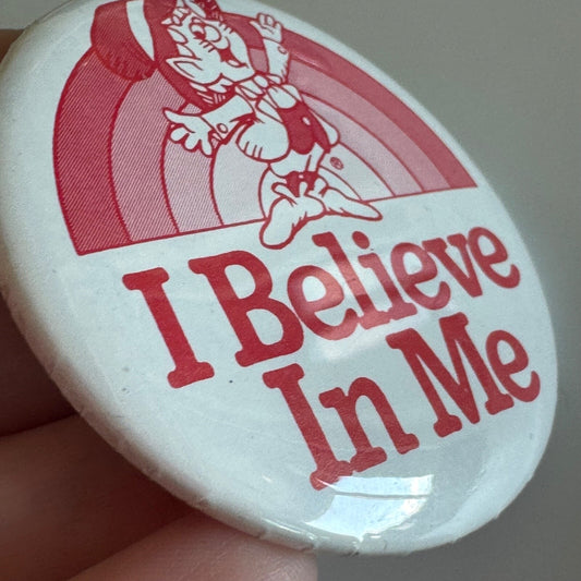 Vintage I Believe in Me Keebler Elf Elves Lapel Pin Button RARE
