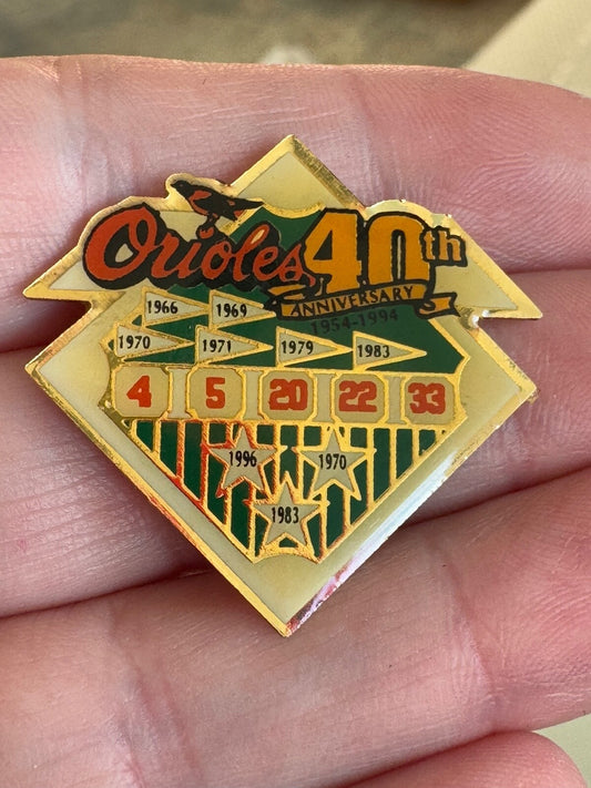 Vintage Orioles 40th Anniversary Lapel Pin 1994 MLB