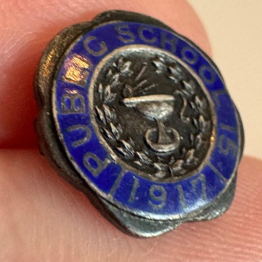 Antique Public School 15 1917 Lapel Pin New York City Yonkers Bronx Brooklyn 
