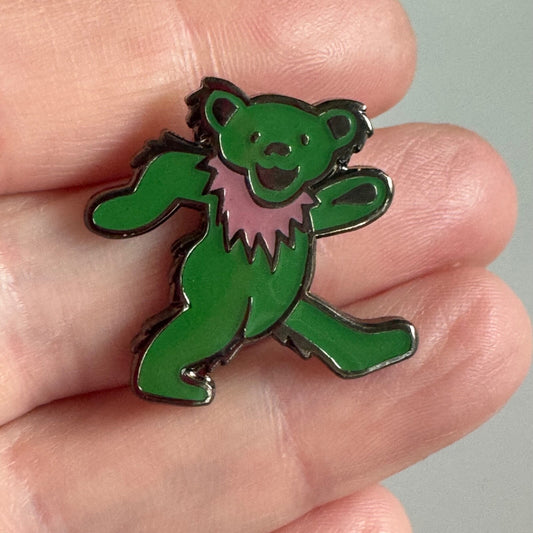 Vintage Green Grateful Dead Dancing Bear Pintrill Lapel Pin 2021