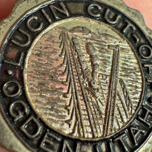 Vintage Lucin Cut-Off Ogden Utah Souvenir Lapel Pin Train Railroad Cutoff RARE