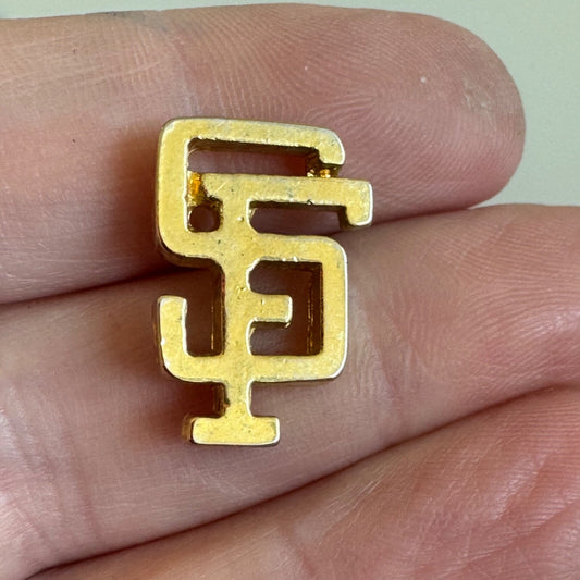 Vintage San Francisco Giants Cap Insignia Gold SF Logo Pin Taiwan
