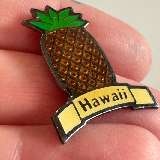 Vintage Hawaii Pineapple Enamel Lapel Pin Souvenir Tourist