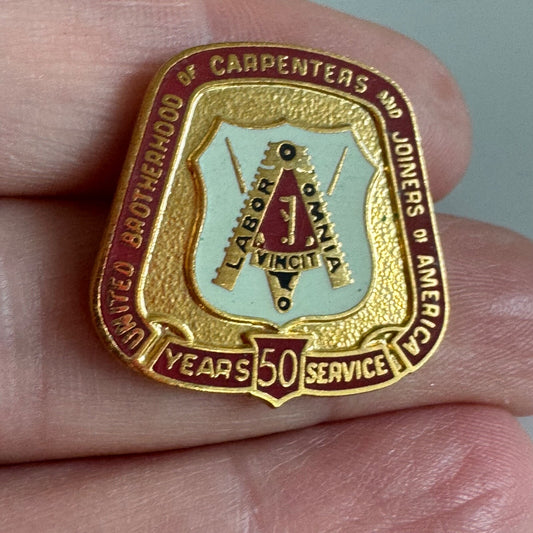 Vintage United Brotherhood of Carpenters 50 Years Pin Tie Tack Union UBC