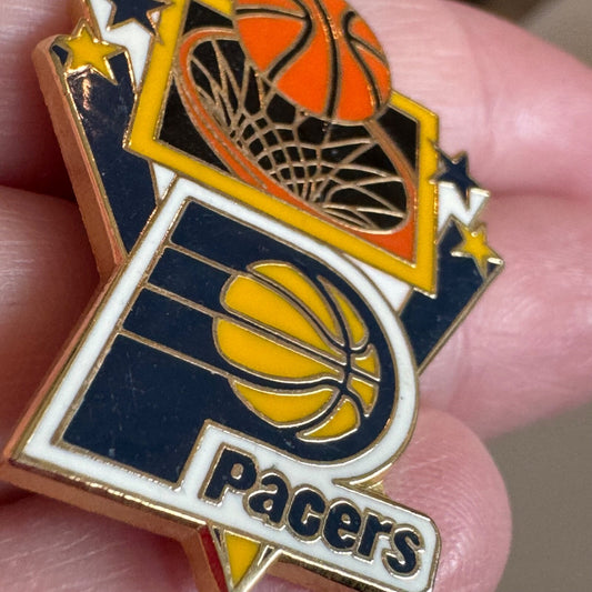Vintage Indiana Pacers Logo Lapel Pin Peter David 1990s NBA Basketball Hoop