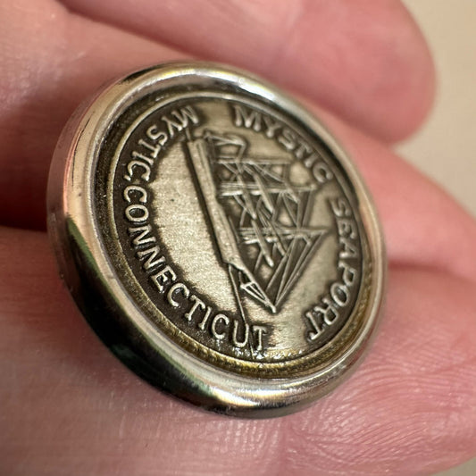 Mystic Seaport Connecticut Lapel Pin Tie Tack Pewter Color CHARLES W. MORGAN