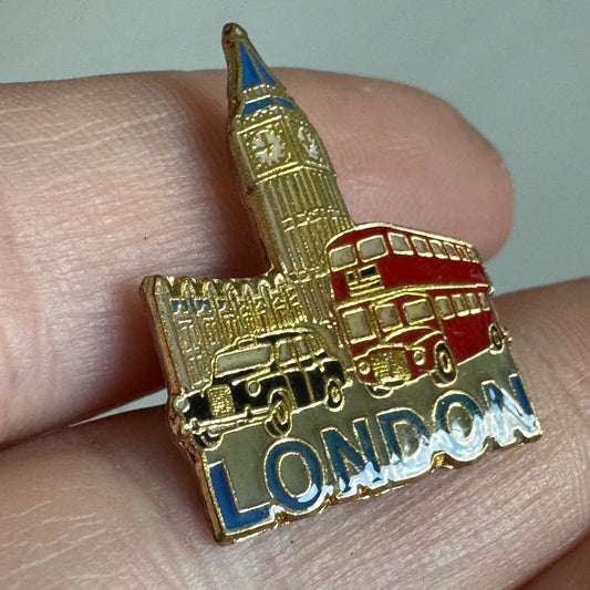 London Big Ben Double Decker Bus Enamel Pin – UK Travel Souvenir