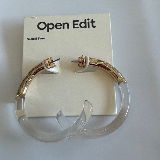 Open Edit Gold and Lucite Large Hoop Earrings New On Card Pierced