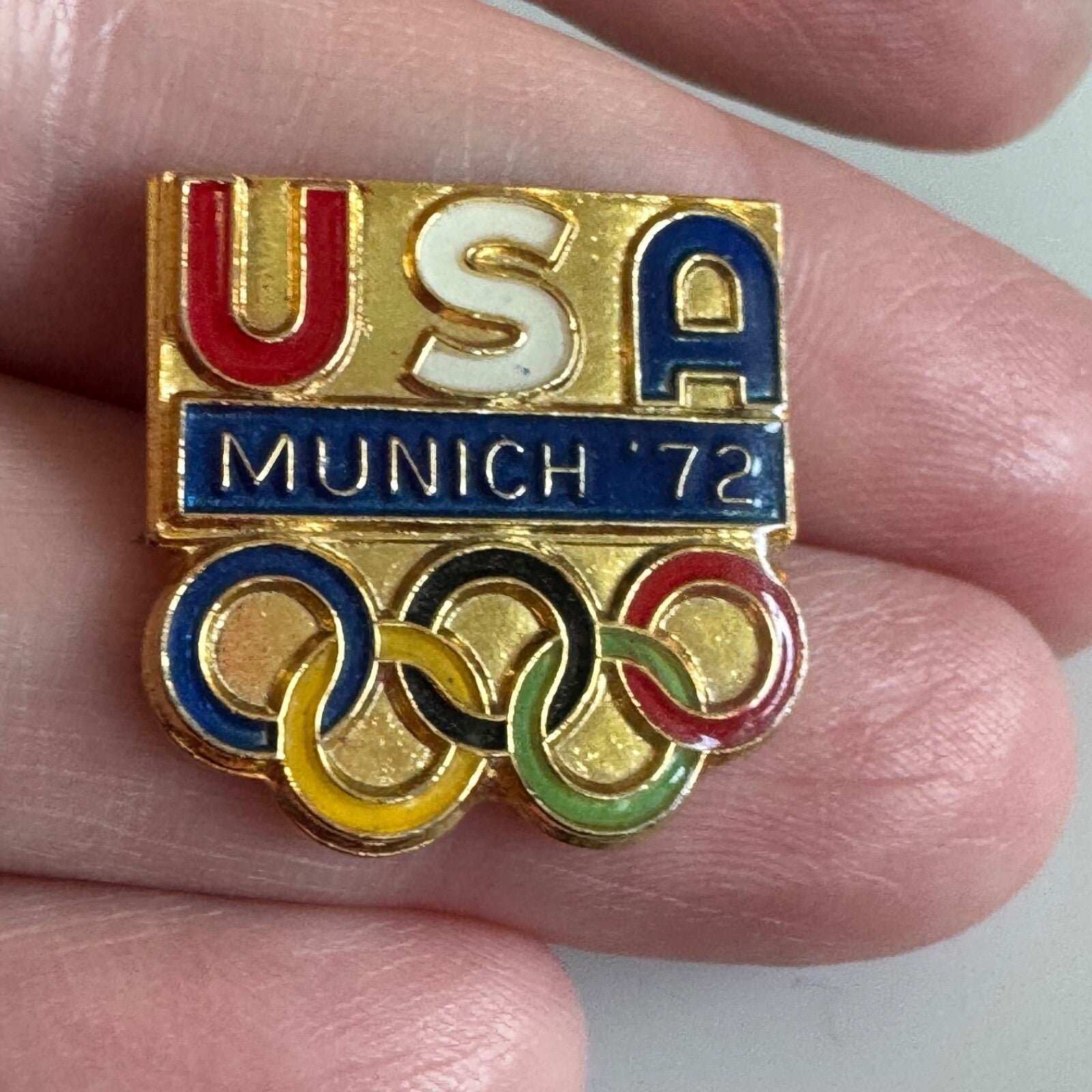 Vintage Team USA Munich '72 Olympic Rings Lapel Pin 1972