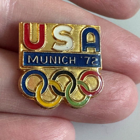 Vintage Team USA Munich '72 Olympic Rings Lapel Pin 1972
