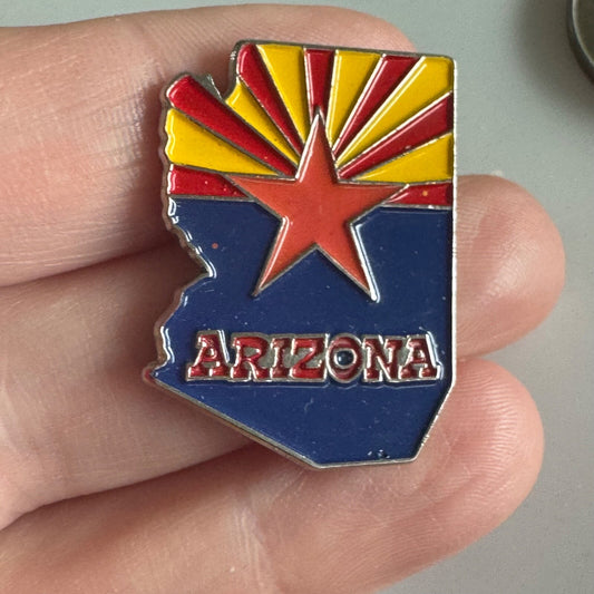 Arizona State Outline Flag Lapel Pin – Colorful Enamel Souvenir Badge