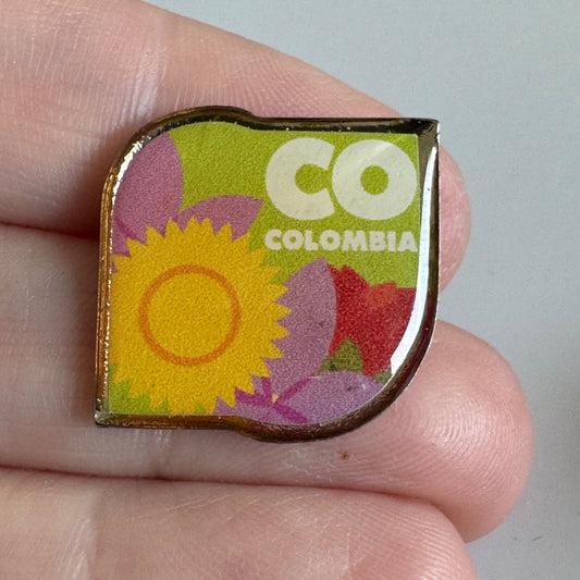 Colombia CO Pin – Sunflower Theme Colorful Travel Badge