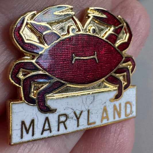 Vintage Maryland Crab Cloisonne Souvenir Tourist Lapel Pin 