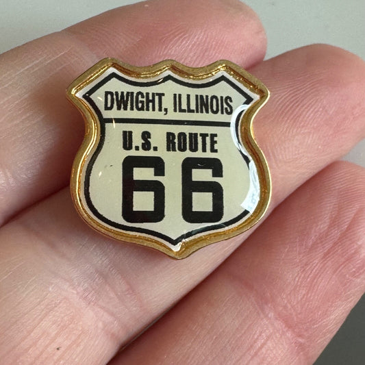 Dwight Illinois Route 66 Shield Souvenir Pin US Highway Memorabilia 