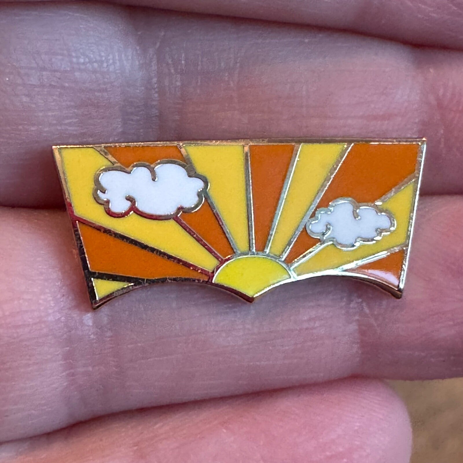 Levi's Pintrill Sun Clouds Lapel Pin Orange Yellow White Levis