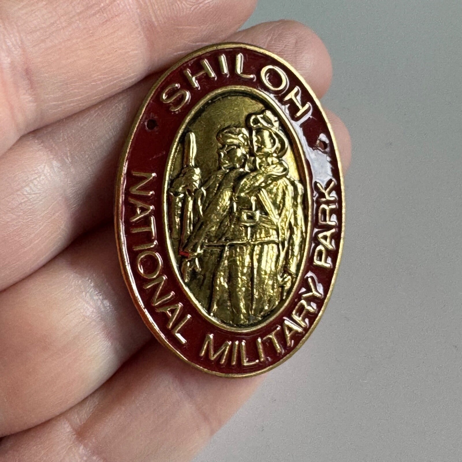 Shiloh Tennessee TN Walking Stick Medallion Lapel Pin