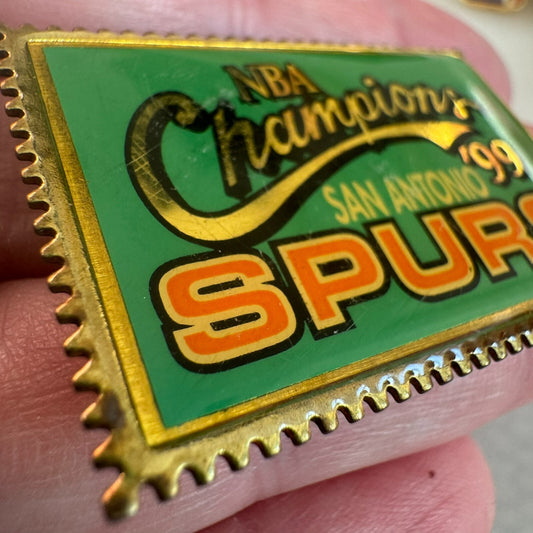 1999 San Antonio Spurs NBA Champions Lapel Pin Stamp Tim Duncan Steve Kerr NBA